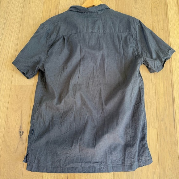 Onia Shirt Mens M Button Pullover Shirt Black Vacation Short Sleeve Linen Blend - Picture 4 of 11